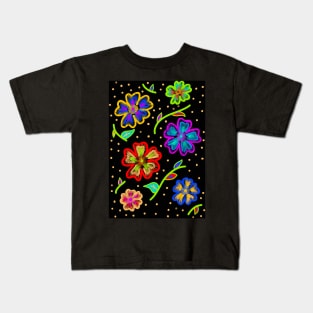 Neon Flower Pattern Kids T-Shirt